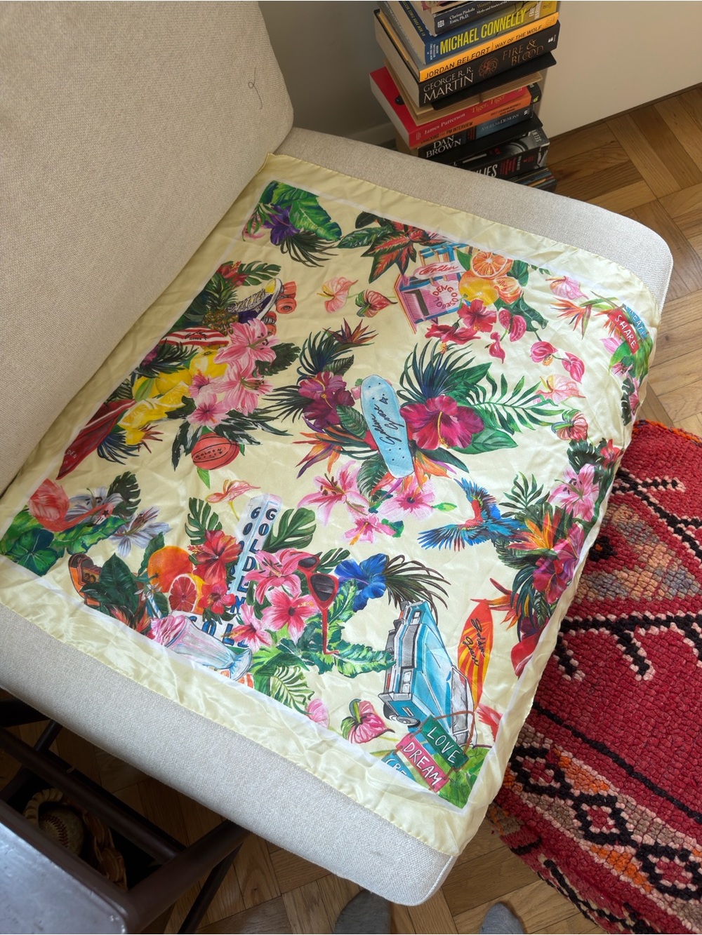 100% silk golden goose scarf